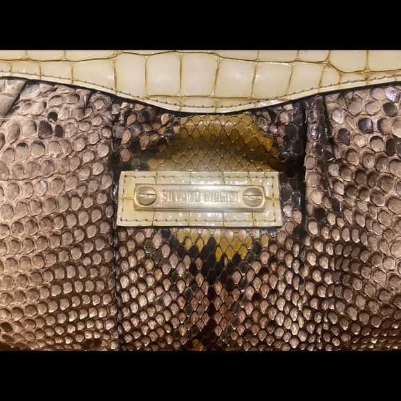 Silvano Biagini Snake Skin Purse w / Removable Gold Chain Strap - Picture 3 of 14